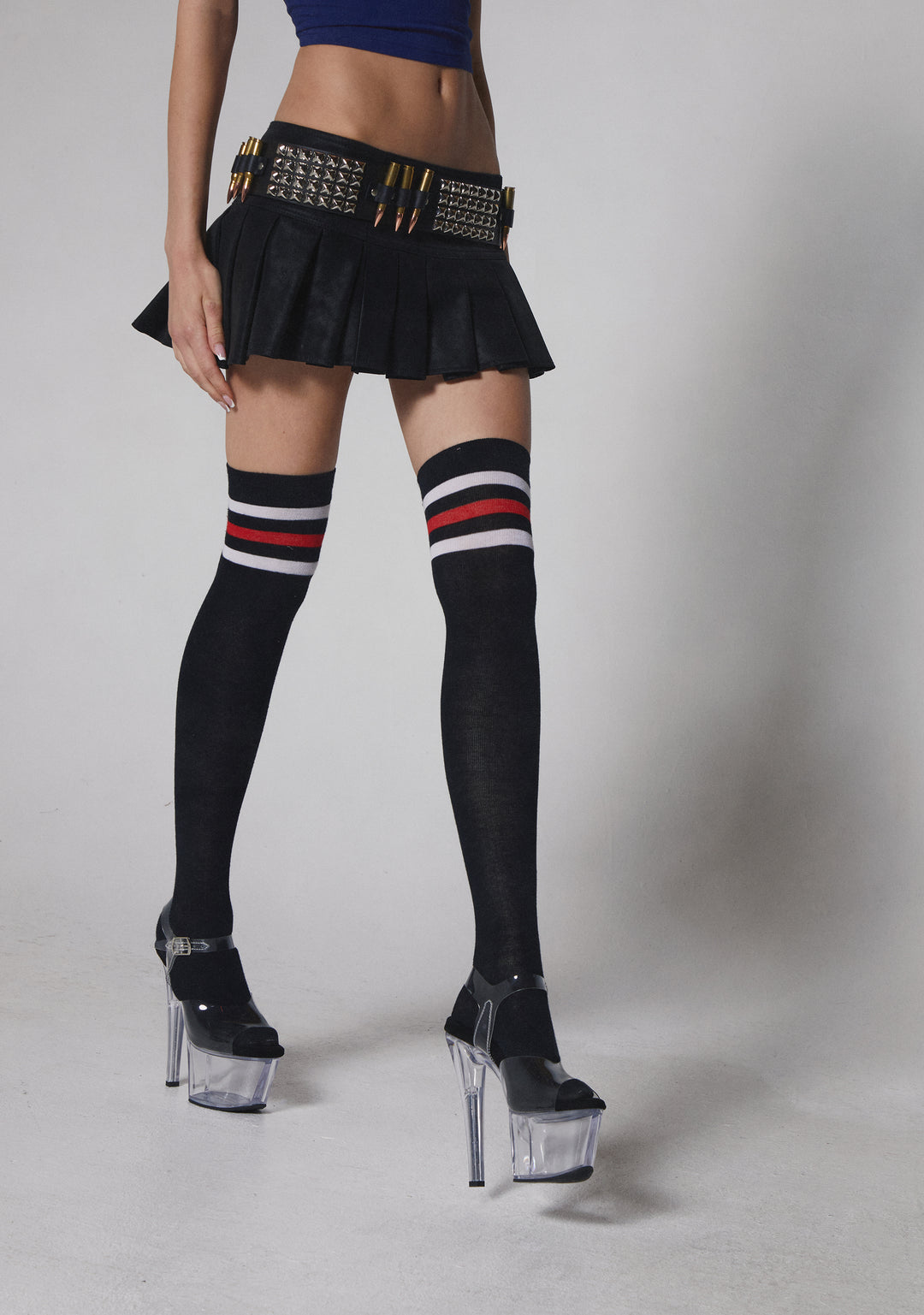 Poster Grl Pleated Micro Mini Skirt - Black Vegan Leather - Image 6