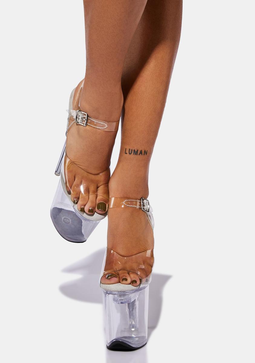 Pleaser Flashdance-808 Clear Stiletto Platform Heels - Image 3