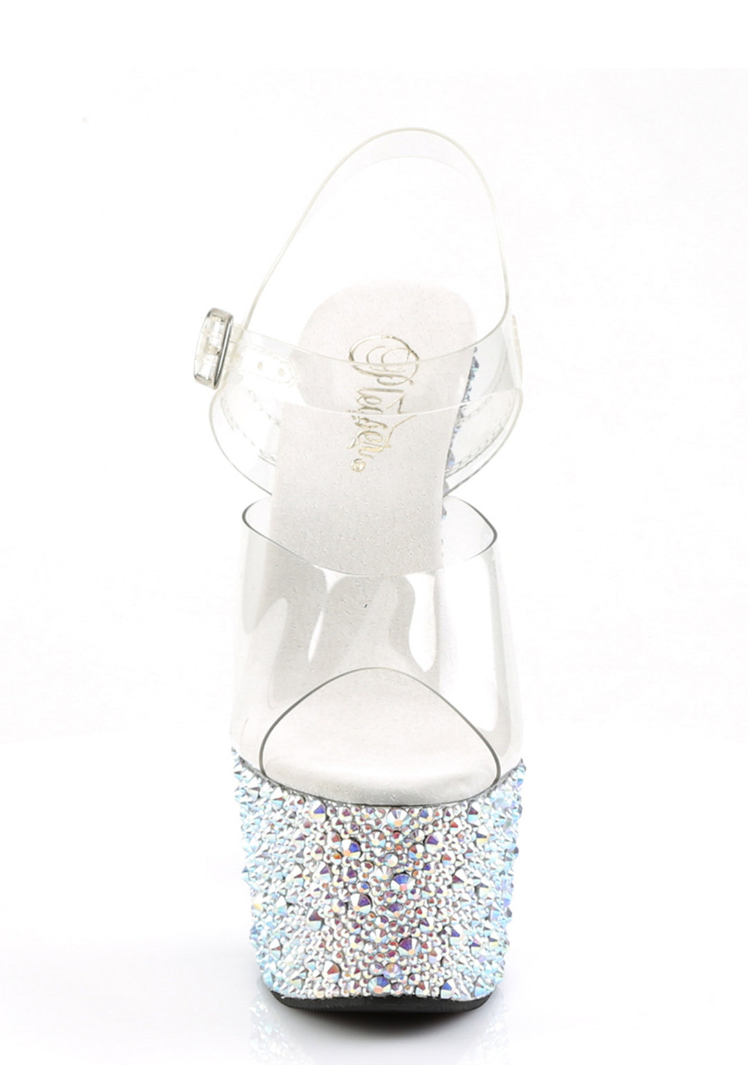 Bejeweled-708DM Platform Ankle Strap Sandals-Silver - Image 2