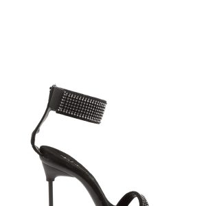 Chic-40 Platform Ankle Strap Rhinestone Sandals-Black