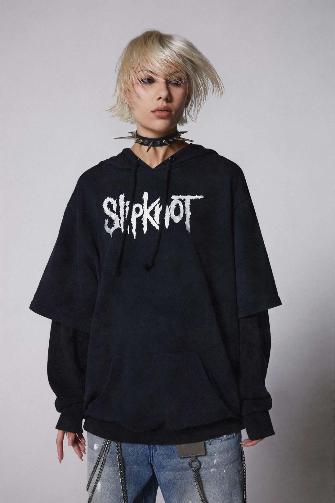 Dolls Kill x Slipknot Two Fer Hoodie - Black
