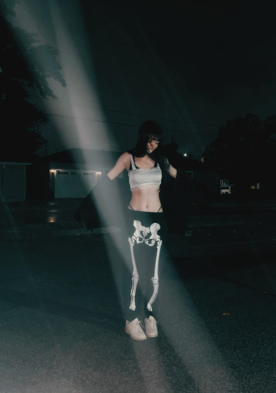 Trickz N Treatz Skeleton Print Jogger Sweatpants - Black - Image 3