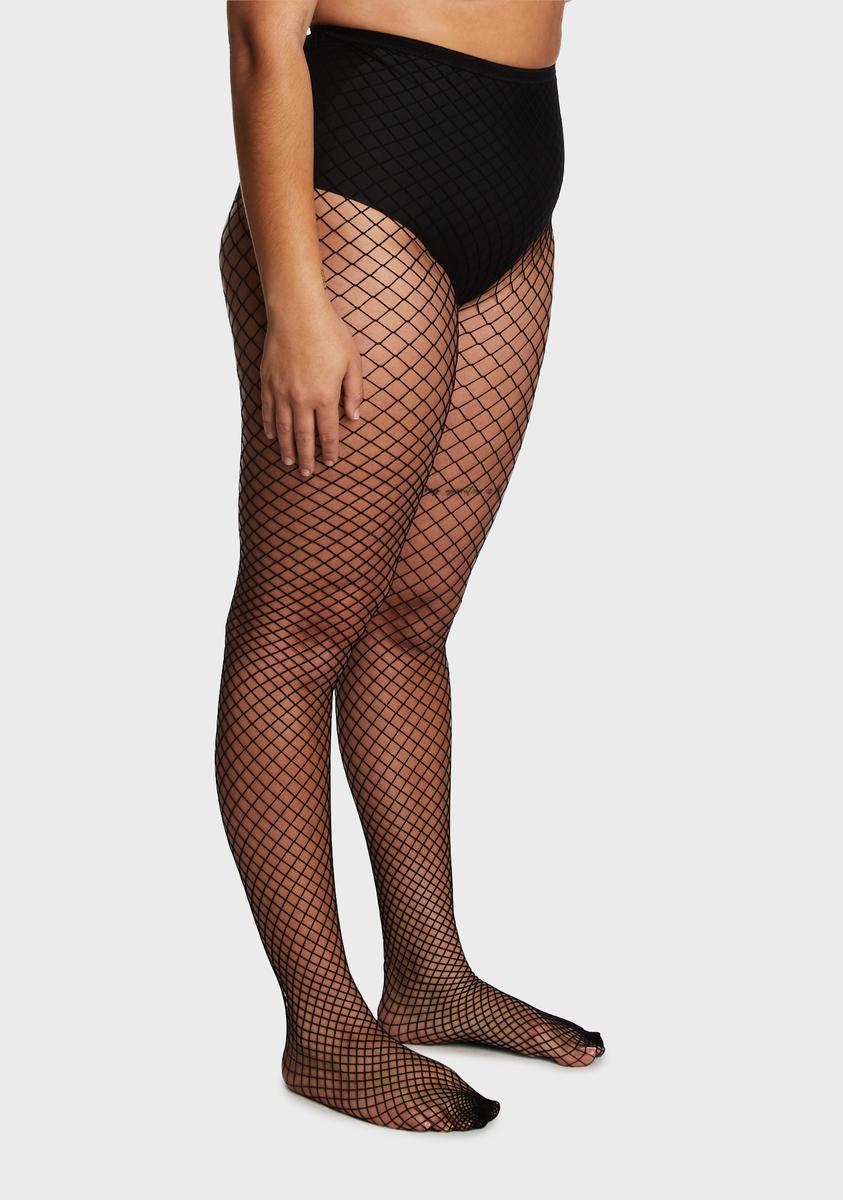 Plus Size Fishnet Tights - Black - Image 2