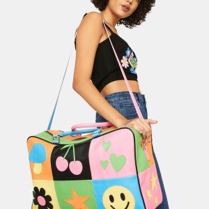 Delia's Retro Patchwork Weekender Bag - Rainbow