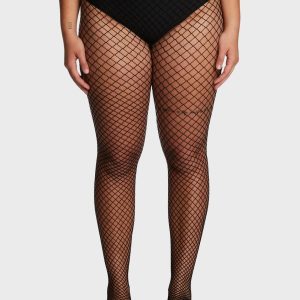 Plus Size Fishnet Tights - Black