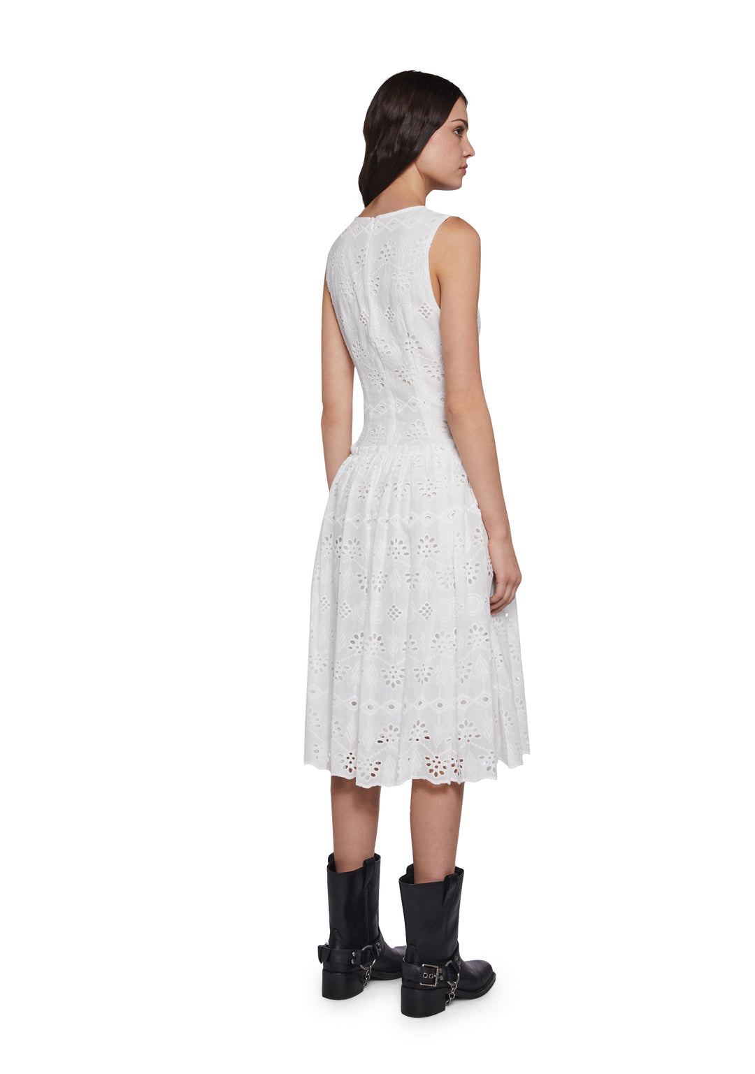 Sugar Thrillz Eyelet Lace Up Midi Dress - White - Image 4