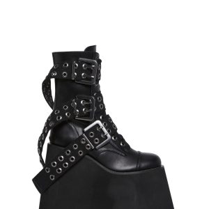 Mega Platform Buckle Boots With Side Zippers Widow - Black