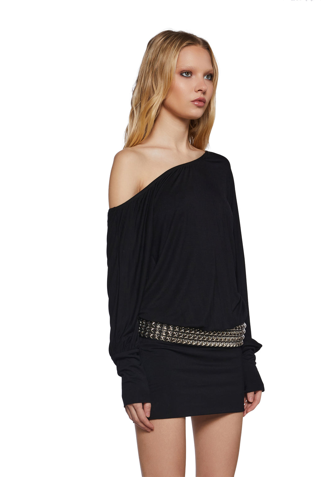 Womens Off The Shoulder Bubble Hem Dress Generation Kiss - Black - Image 3
