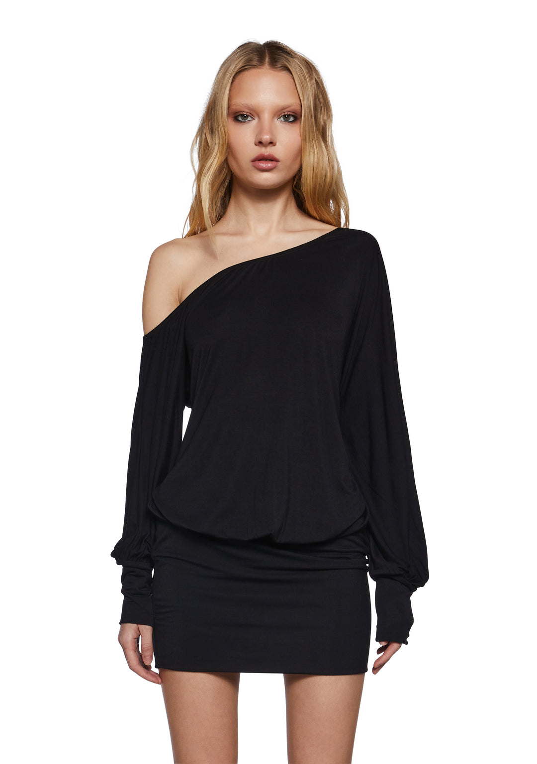 Womens Off The Shoulder Bubble Hem Dress Generation Kiss - Black