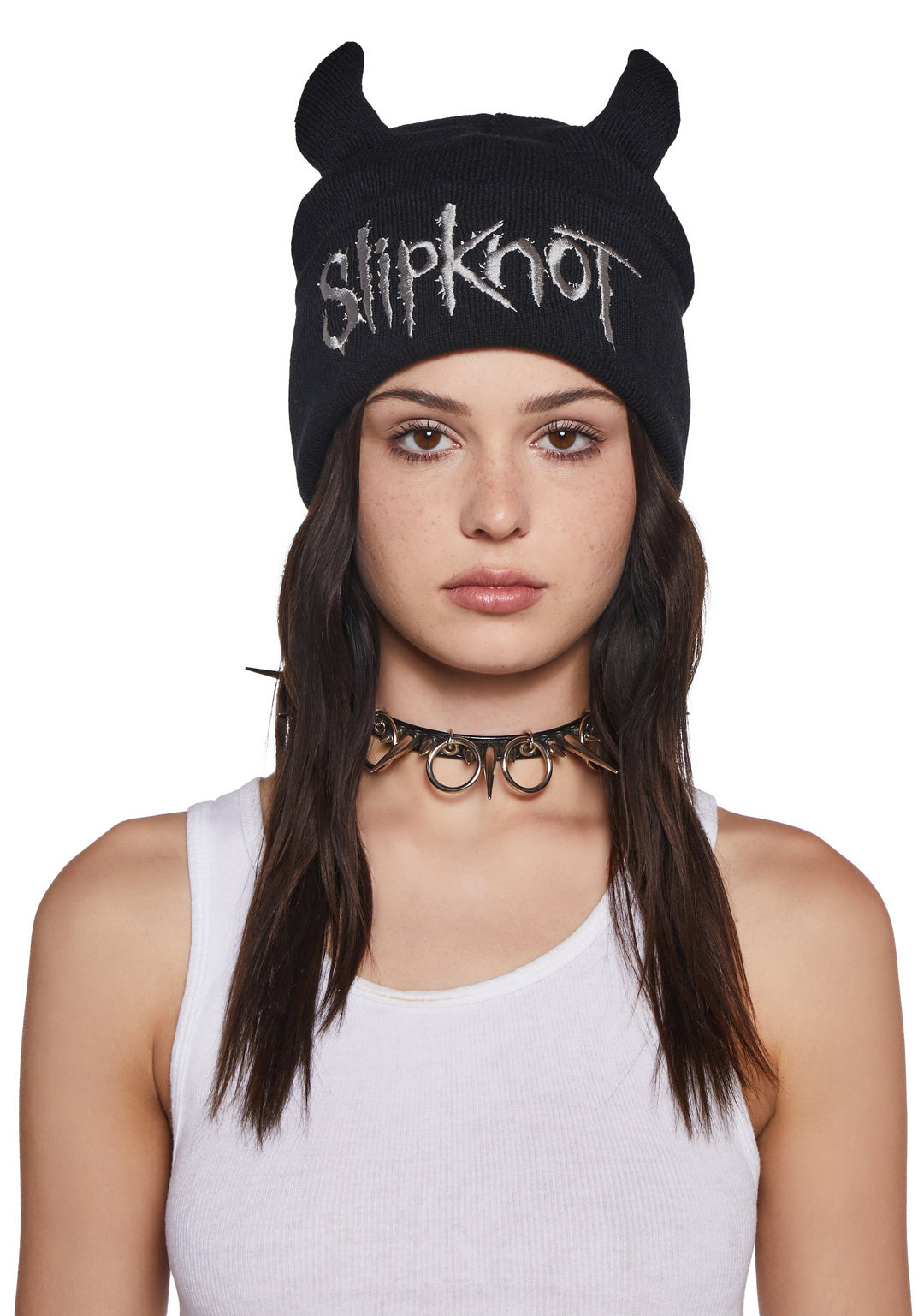 Dolls Kill x Slipknot Horned Beanie - Black - Image 2