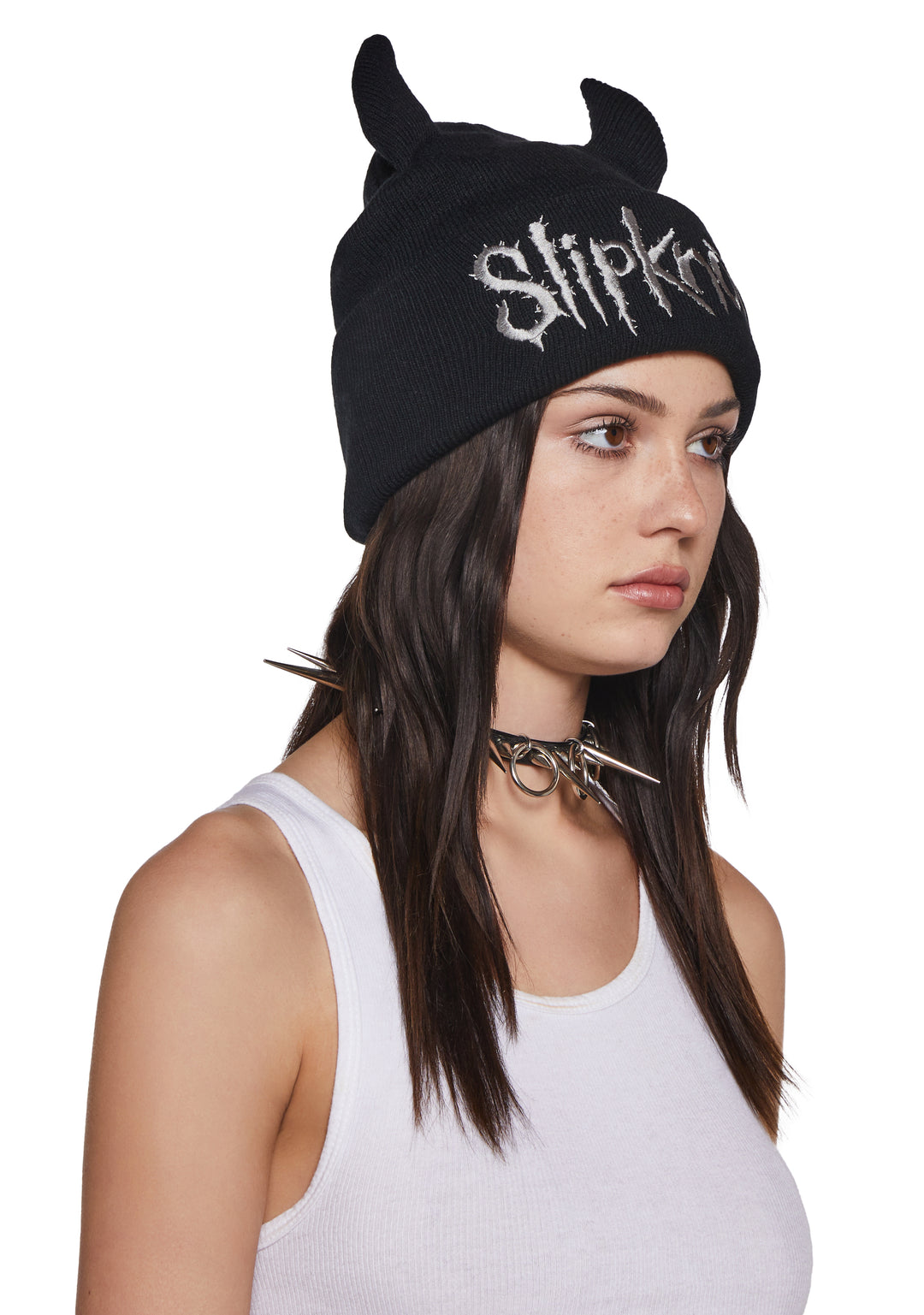 Dolls Kill x Slipknot Horned Beanie - Black - Image 3