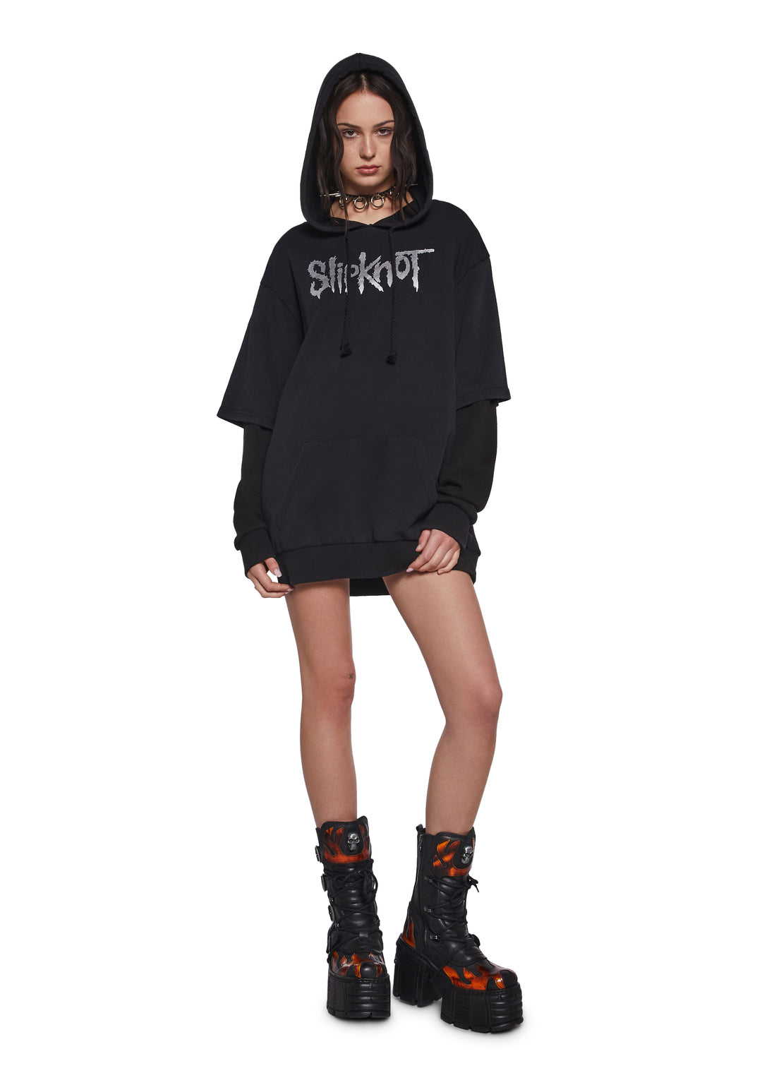 Dolls Kill x Slipknot Two Fer Hoodie - Black - Image 2
