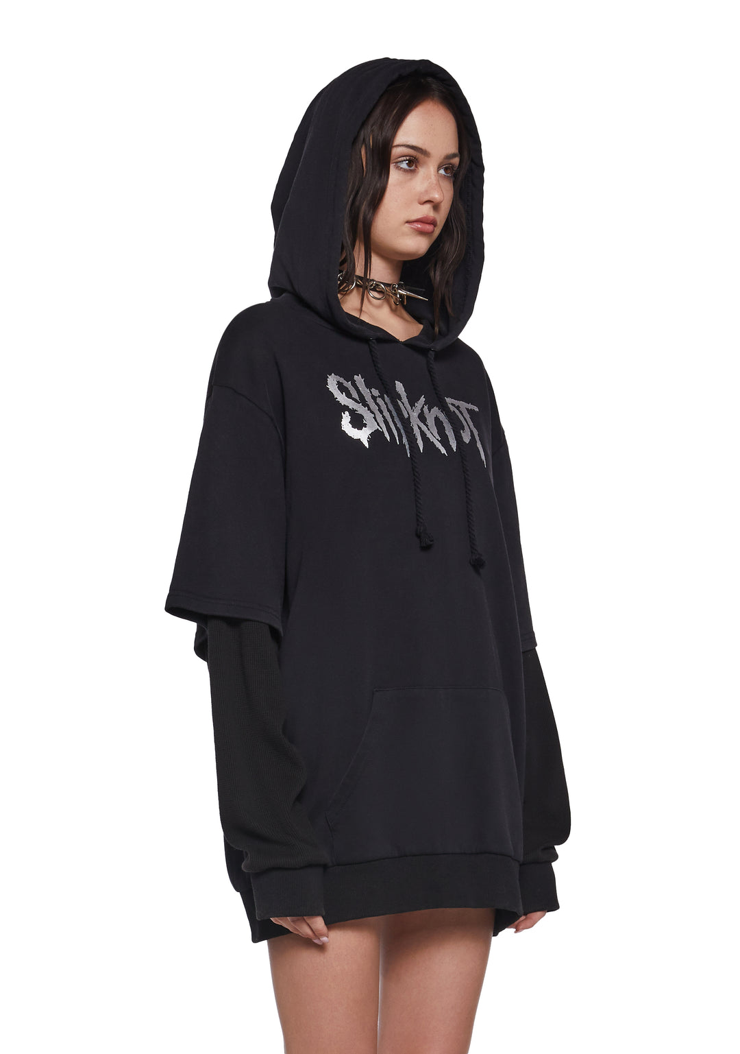 Dolls Kill x Slipknot Two Fer Hoodie - Black - Image 3