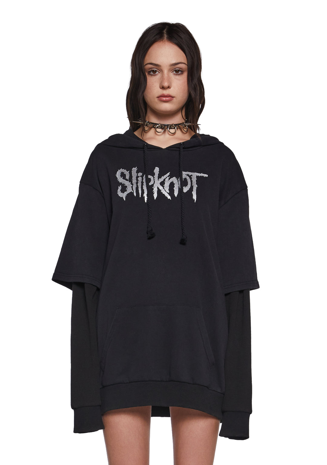 Dolls Kill x Slipknot Two Fer Hoodie - Black - Image 6