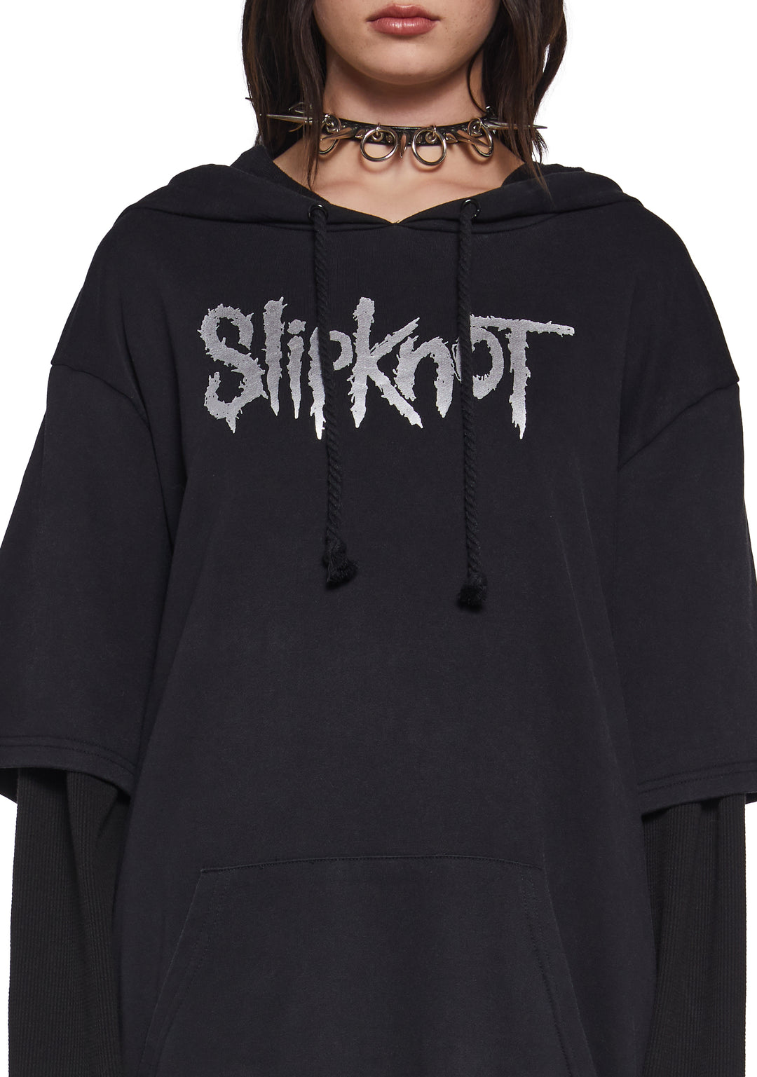 Dolls Kill x Slipknot Two Fer Hoodie - Black - Image 5