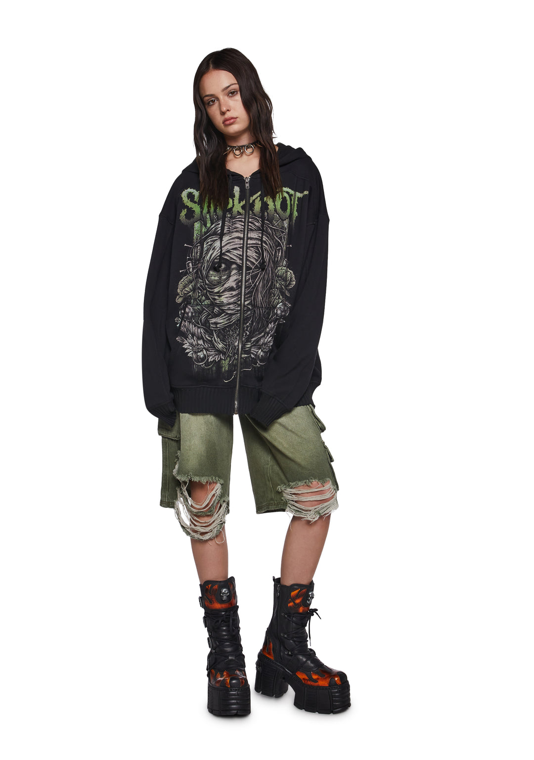 Dolls Kill x Slipknot Mummy Graphic Hoodie - Black - Image 2