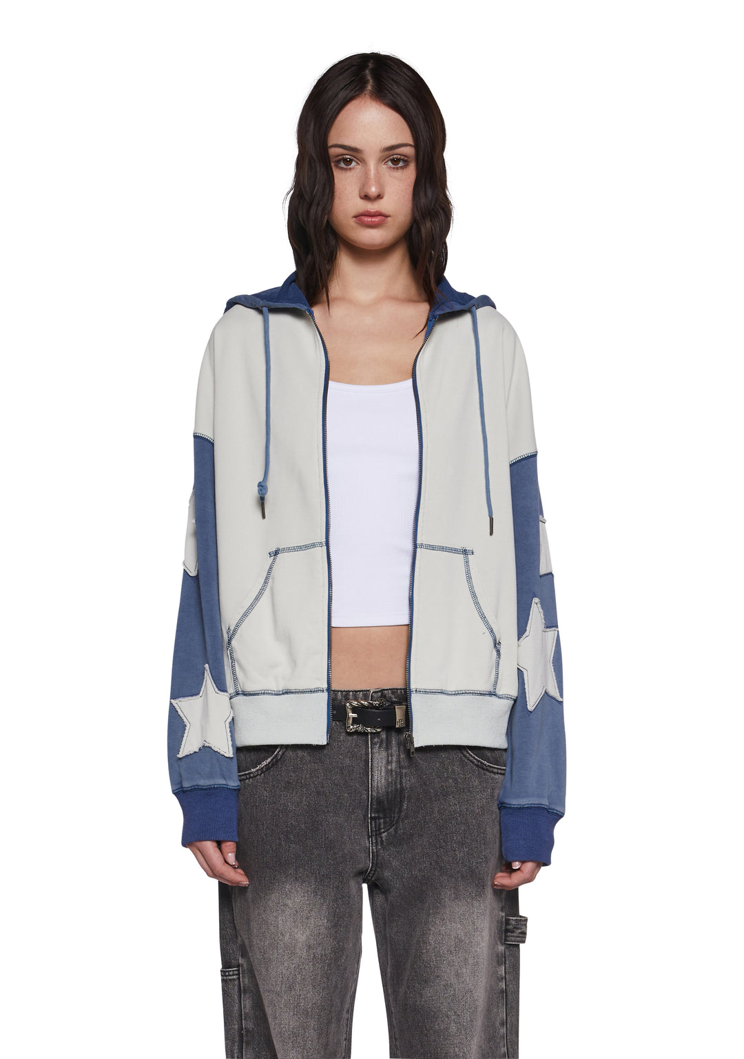 Womens Star Applique Hoodie Current Mood - Multi