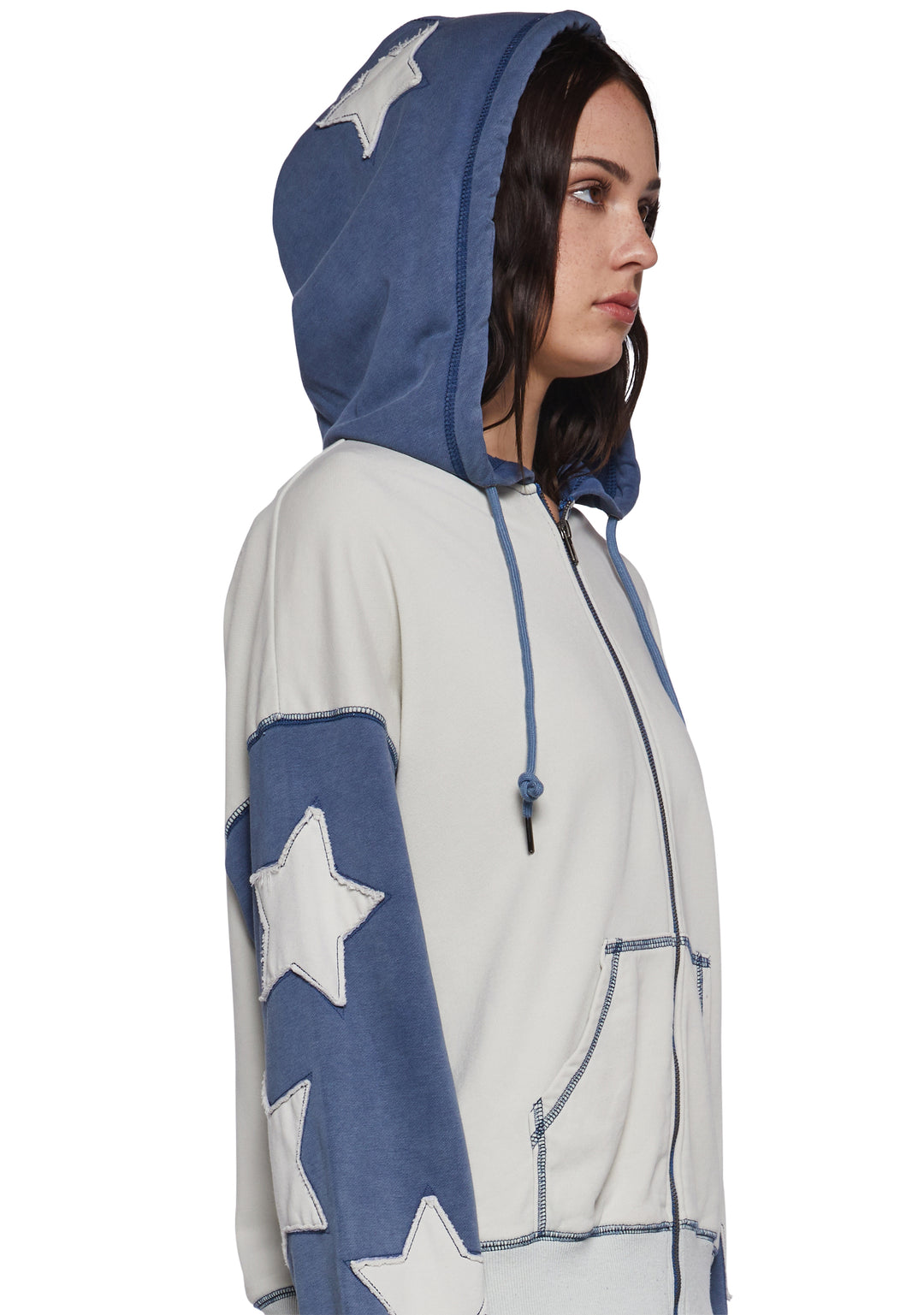 Womens Star Applique Hoodie Current Mood - Multi - Image 5