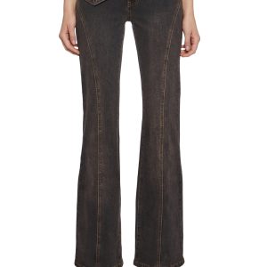 Womens Washed Denim Boot Cut Jeans Current Mood - Black