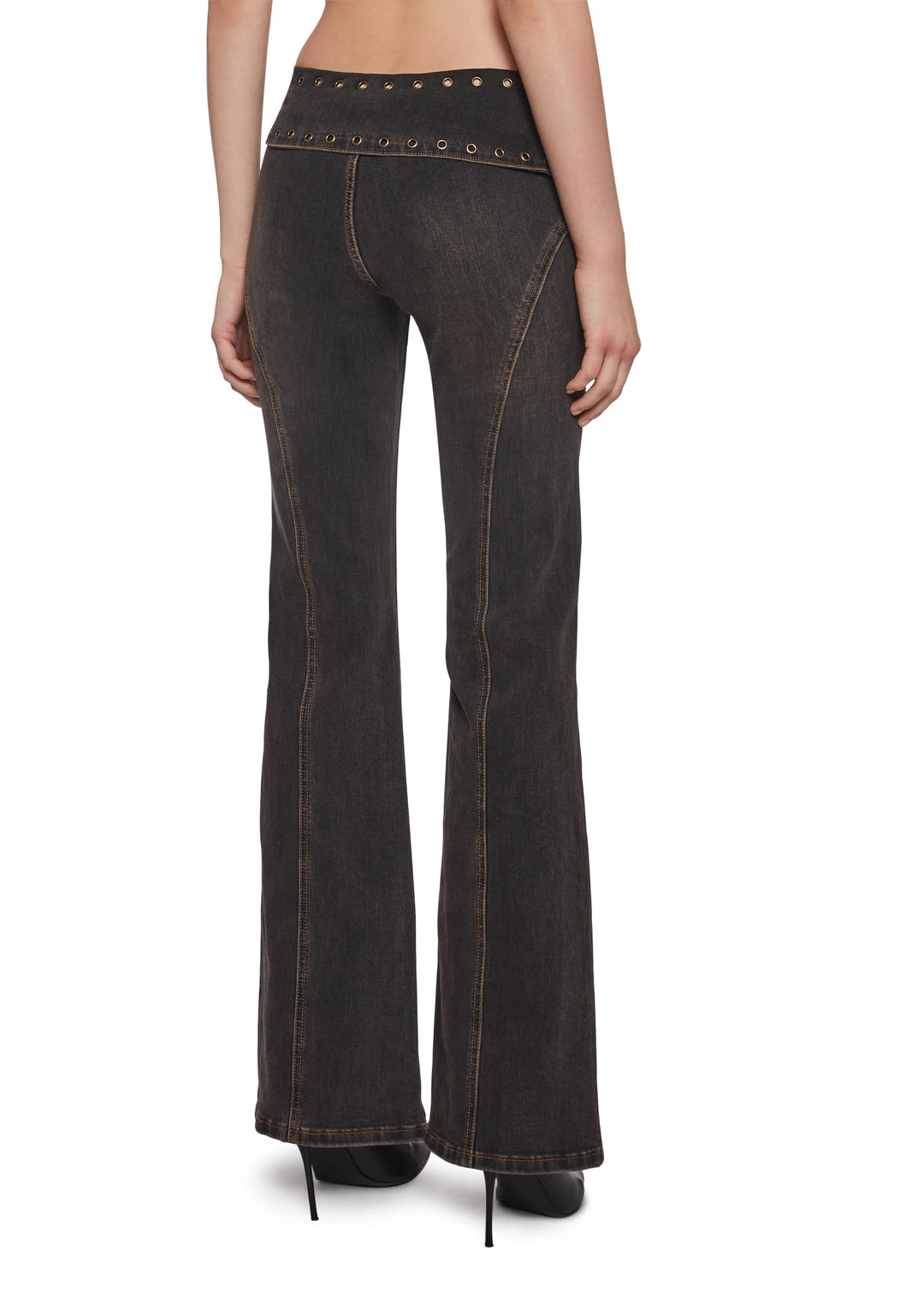 Womens Washed Denim Boot Cut Jeans Current Mood - Black - Image 4