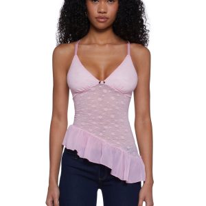 Womens Lace Top Sugar Thrillz - Pink