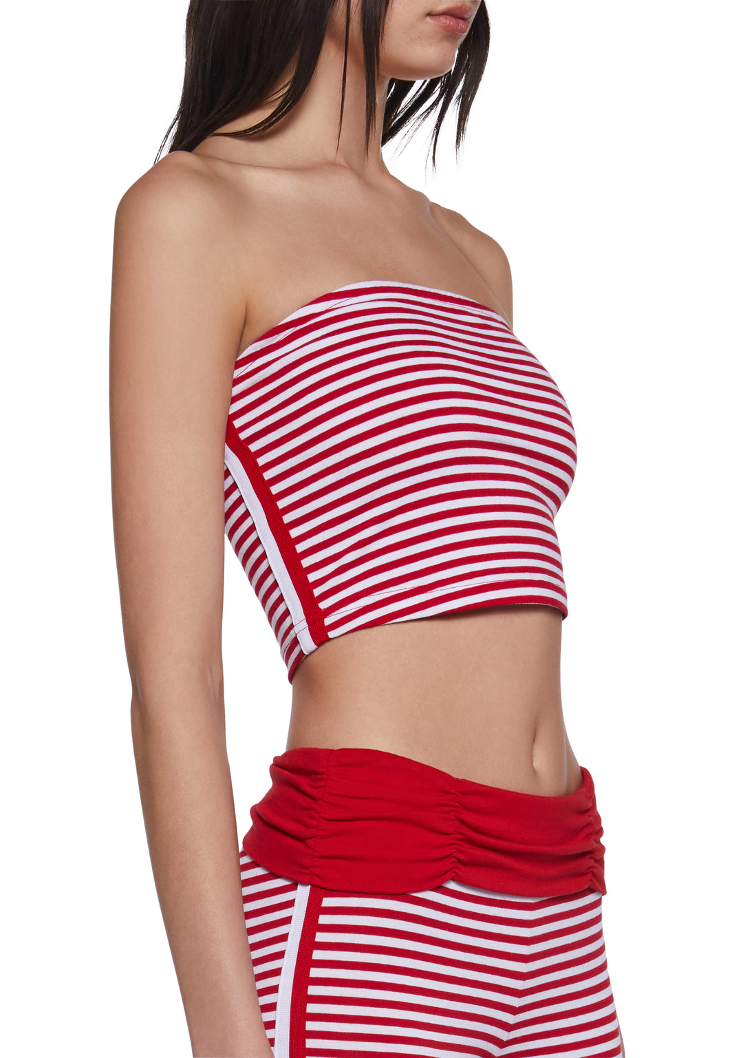 Womens Striped Tube Top And Capri Pants Sugar Thrillz - Red - Image 2
