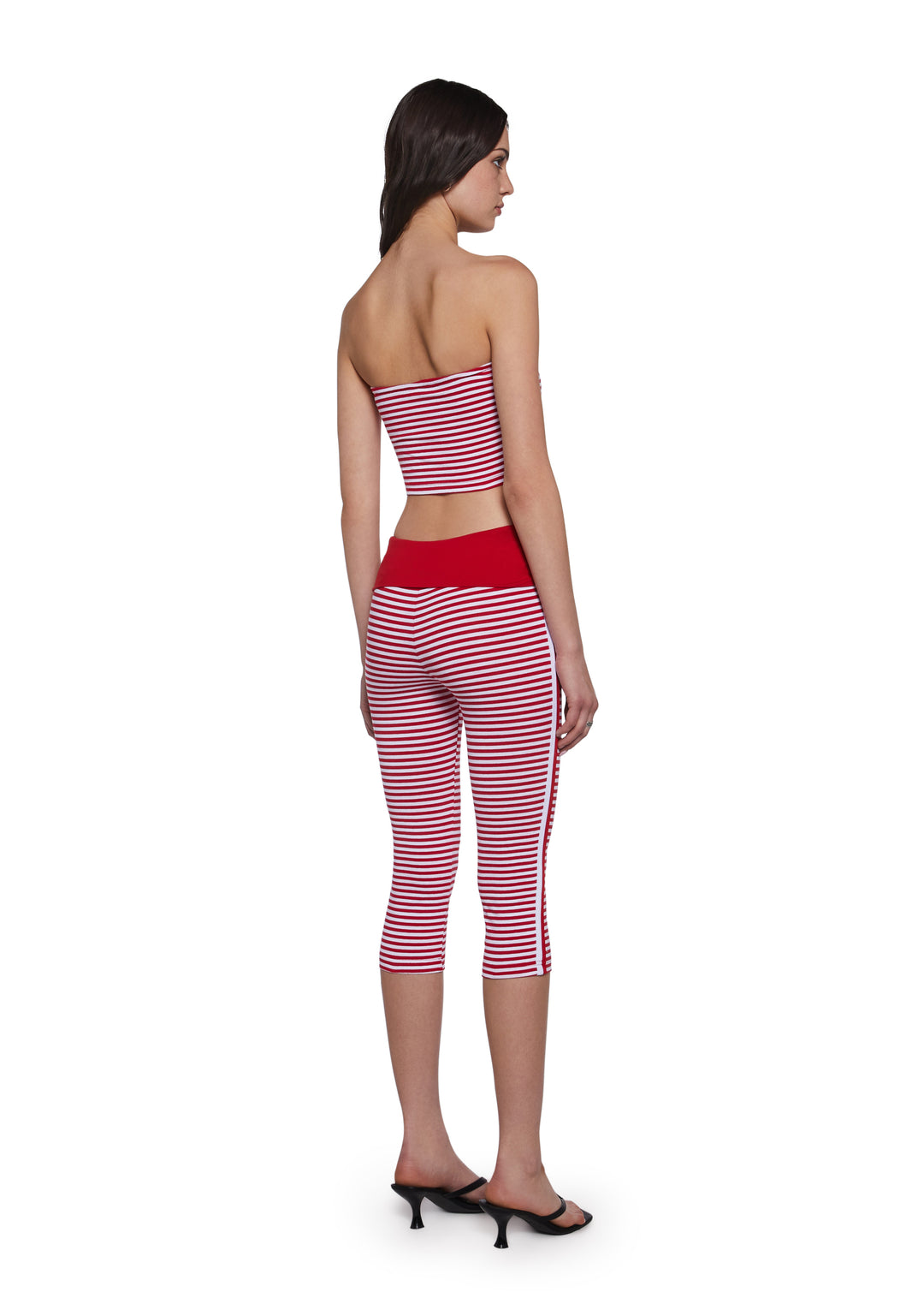 Womens Striped Tube Top And Capri Pants Sugar Thrillz - Red - Image 4