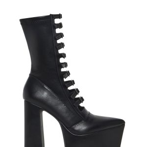 Vegan Leather Platform Boots Current Mood - Black