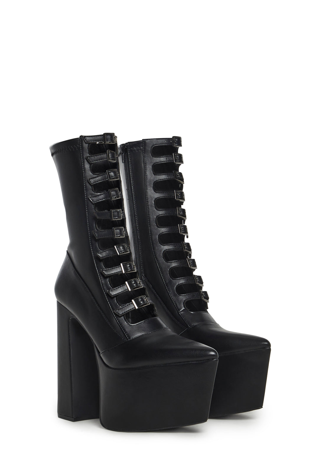 Vegan Leather Platform Boots Current Mood - Black - Image 3