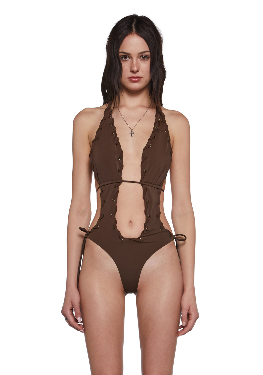 Womens Monokini Whipstich Current Mood - Brown