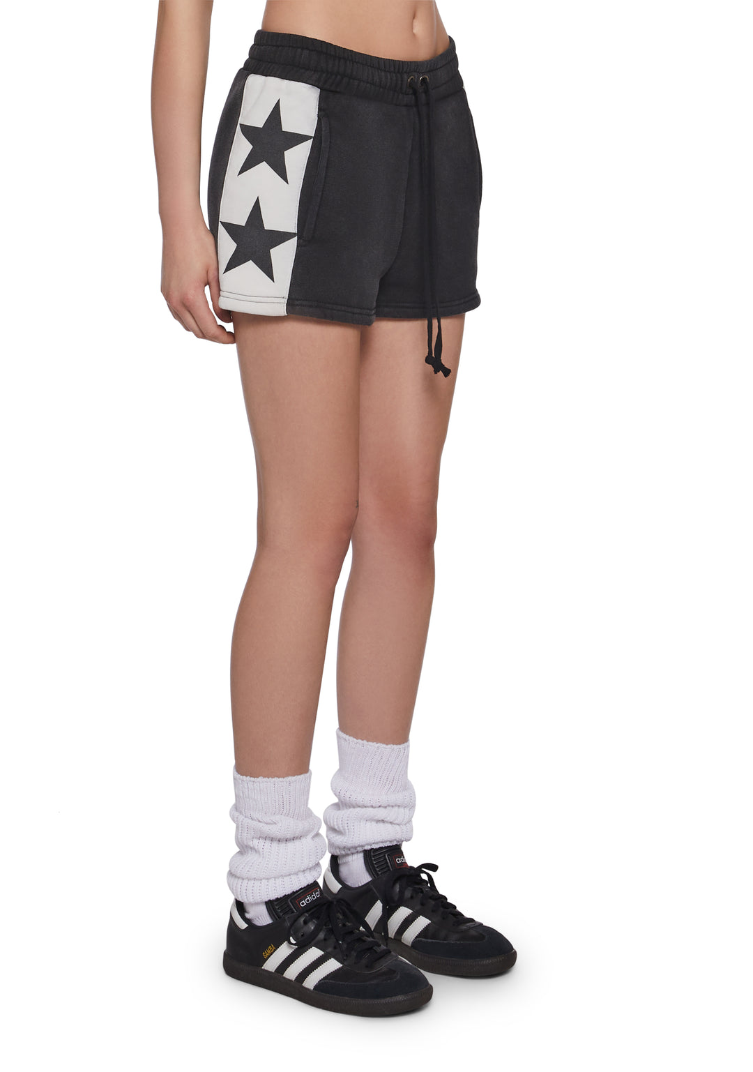 Womens Star Print Lounge Shorts Currrent Mood - Black