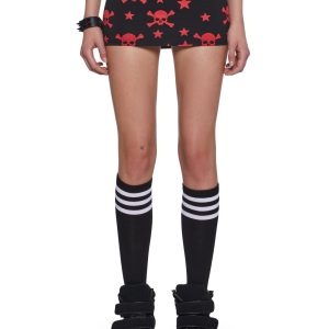 Womens Goth Skull Mini Skirt - Black