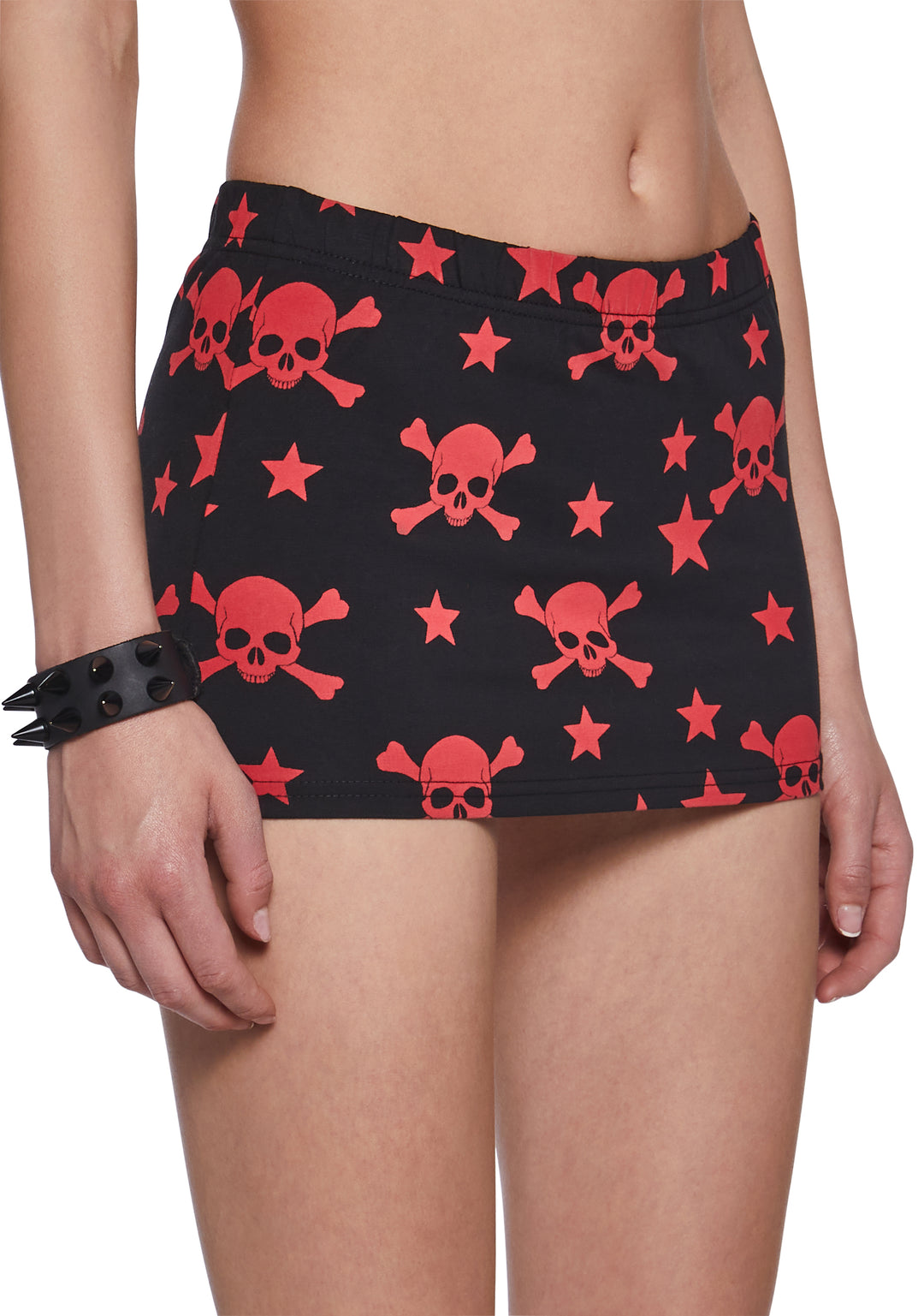Womens Goth Skull Mini Skirt - Black - Image 5
