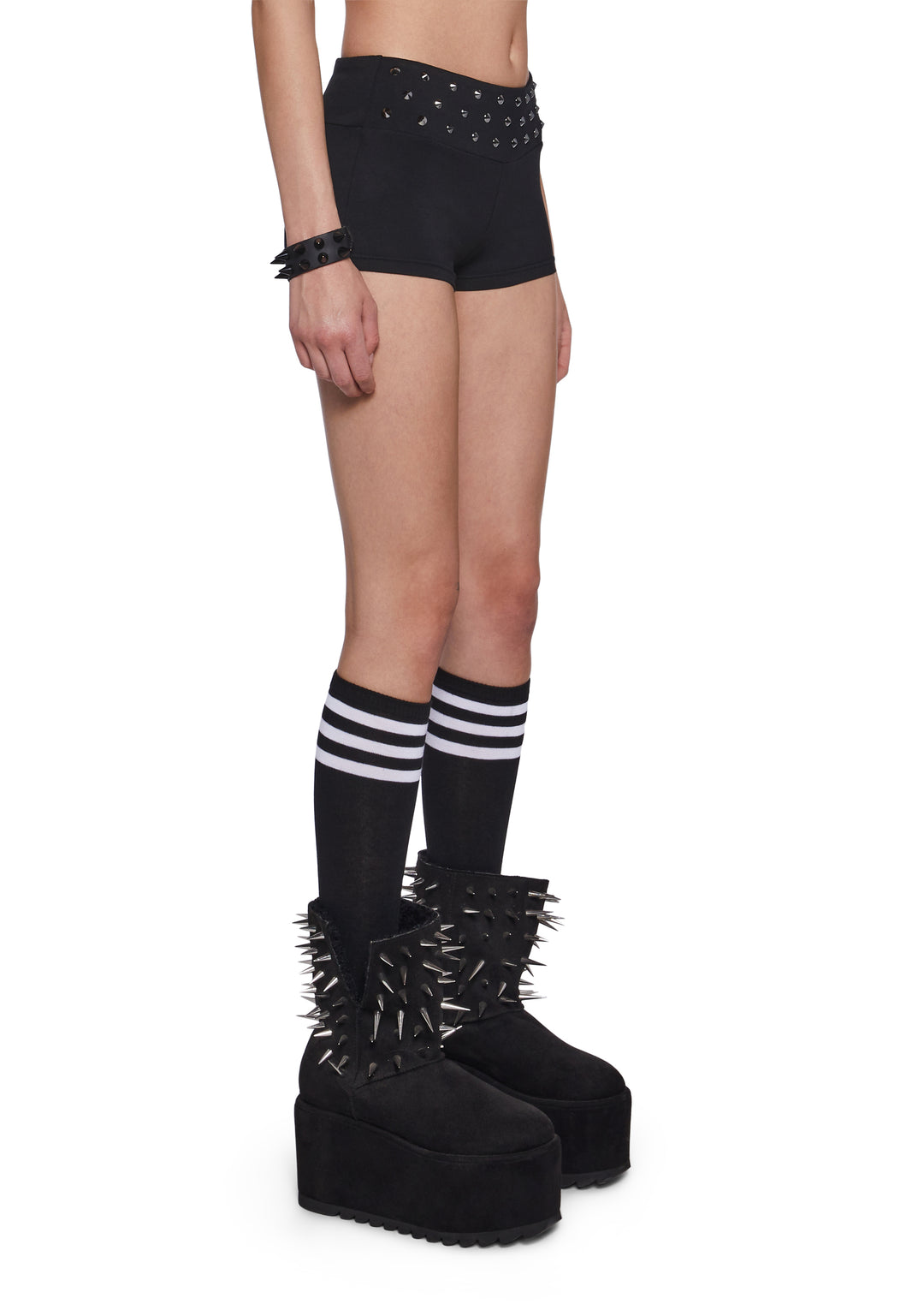 Womens Studded Booty Shorts Widow - Black - Image 3