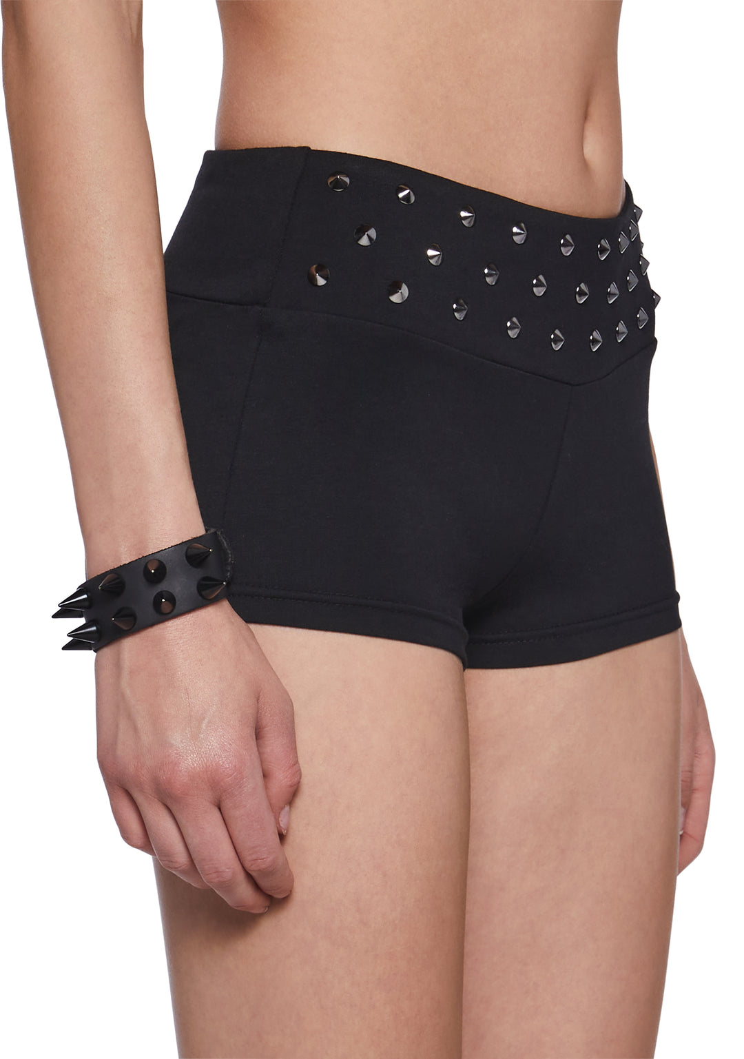Womens Studded Booty Shorts Widow - Black - Image 5