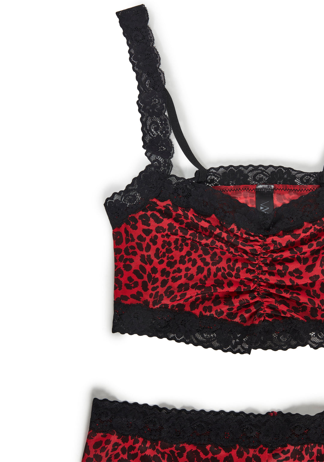 Womens Leopard Print Mesh Bralette And Boyshorts Set Widow - Red - Image 6