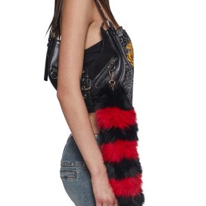 Faux Fur Striped Keychain Widow - Multi