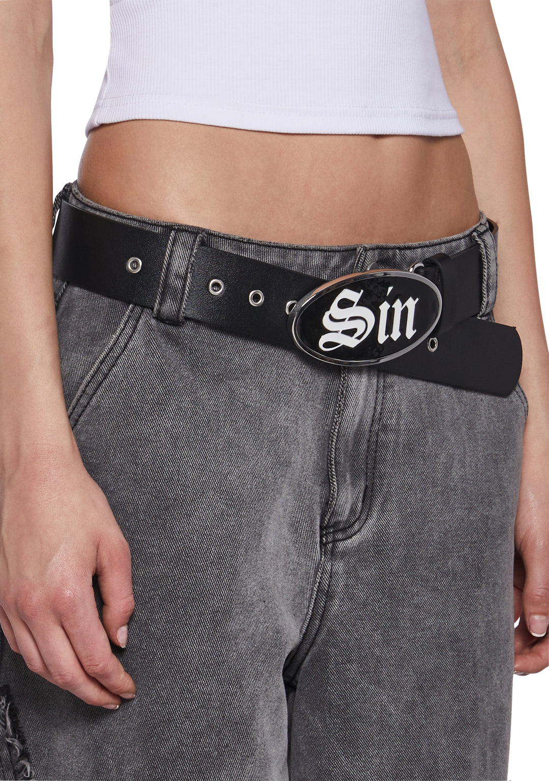 Sin Enamel Buckle Belt Generation Kiss - Black