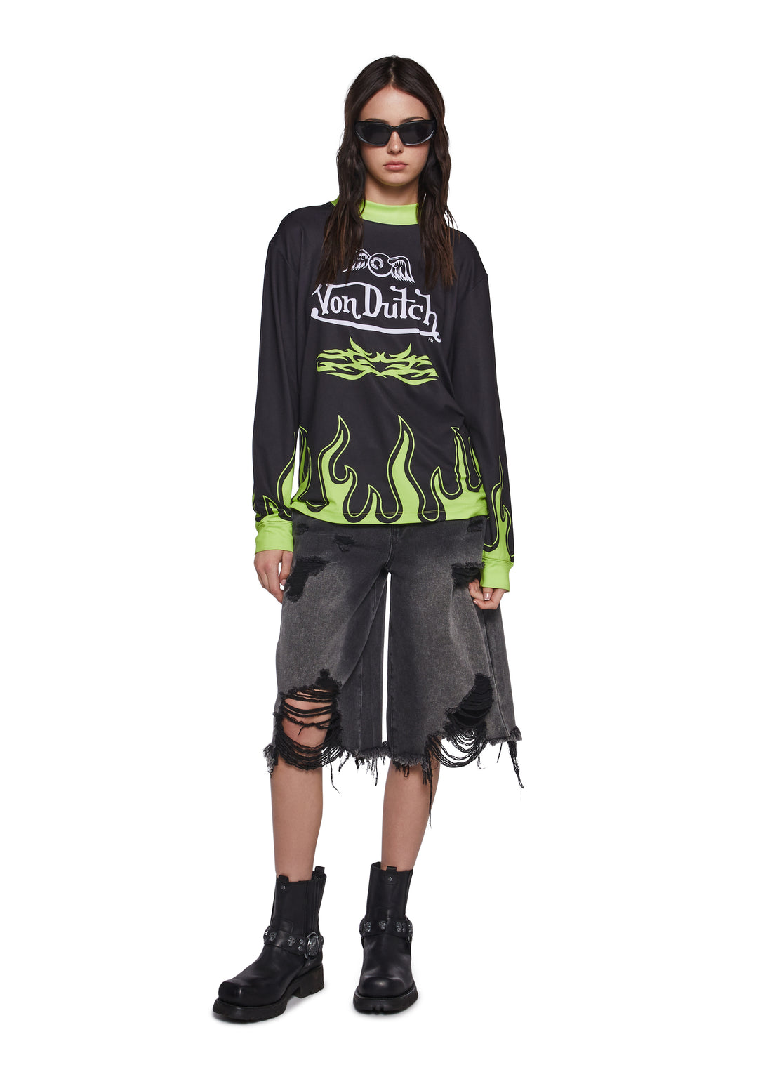 Von Dutch Motocross Graphic Oversized Tee - Black - Image 2