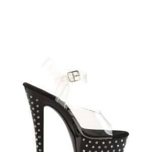 Stardust-708 Platform Ankle Strap Sandals-Black