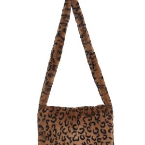 Faux Fur Leopard Print Shoulder Bag Current Mood - Brown