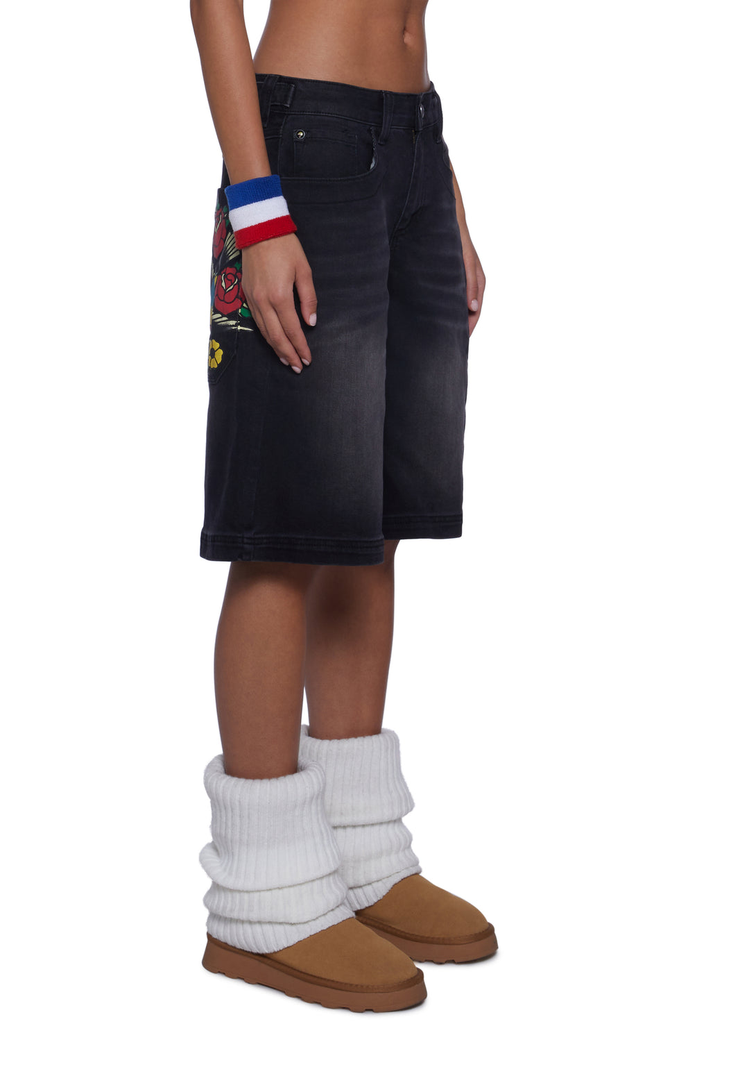 Ed Hardy Swallows Graphic Baggy Shorts - Blue - Image 3