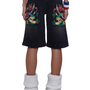 Ed Hardy Swallows Graphic Baggy Shorts - Blue