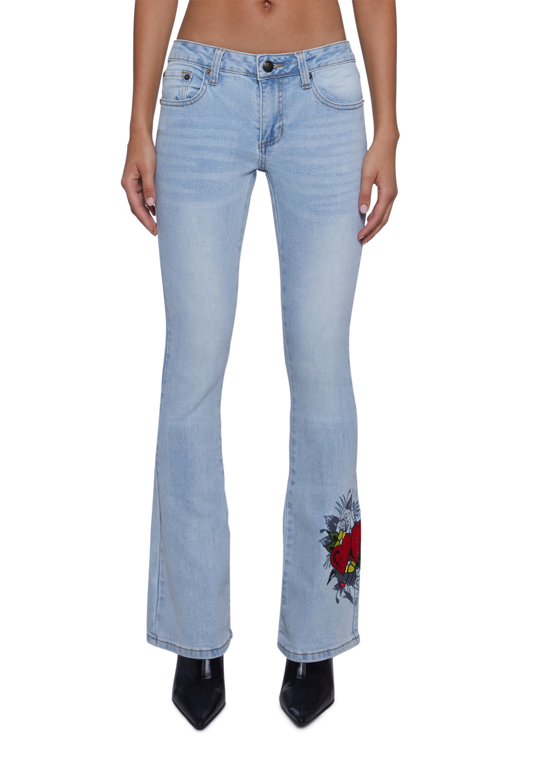 Ed Hardy Hearts Low Waist Bootcut Jeans - Blue - Image 5