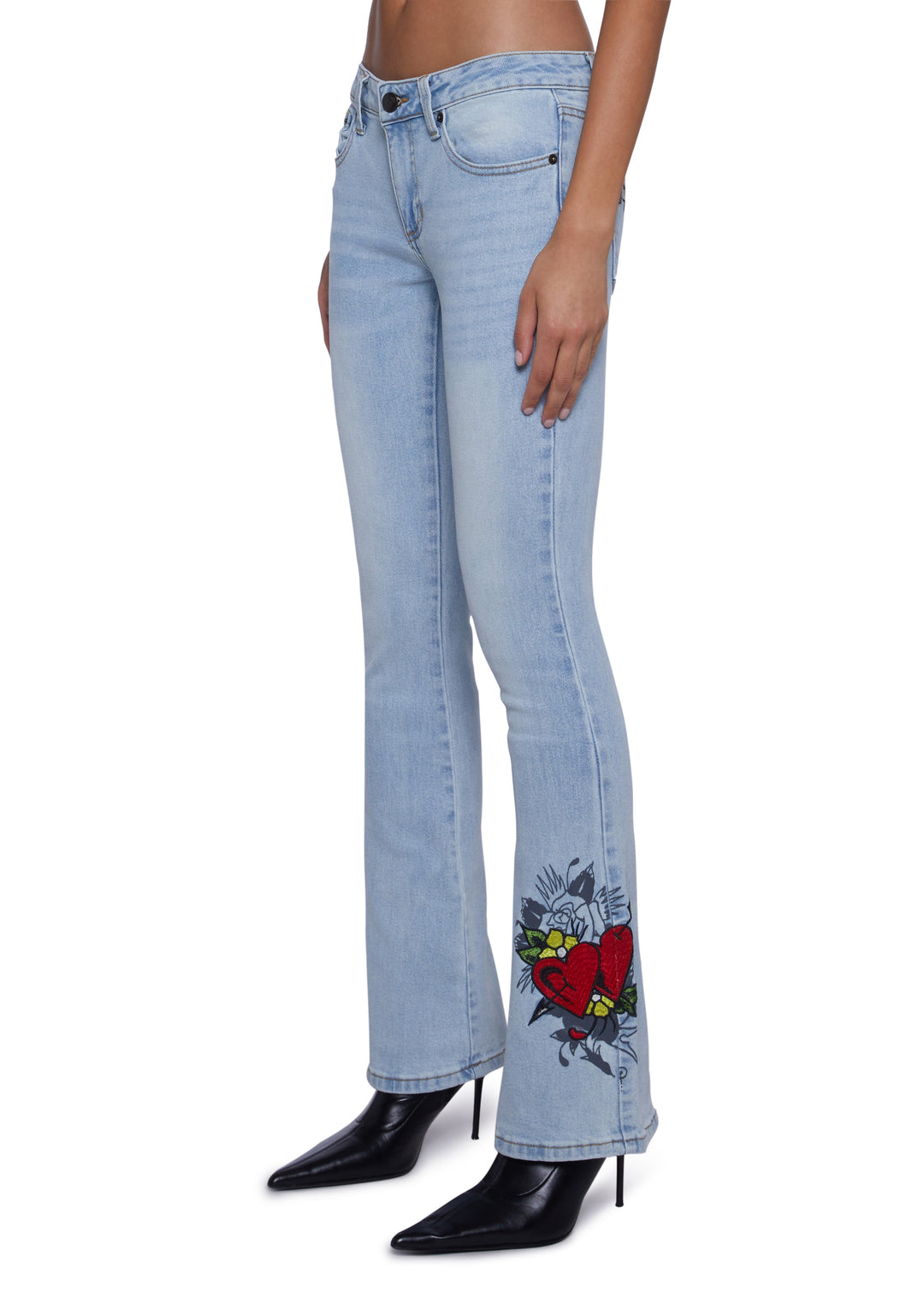 Ed Hardy Hearts Low Waist Bootcut Jeans - Blue - Image 6