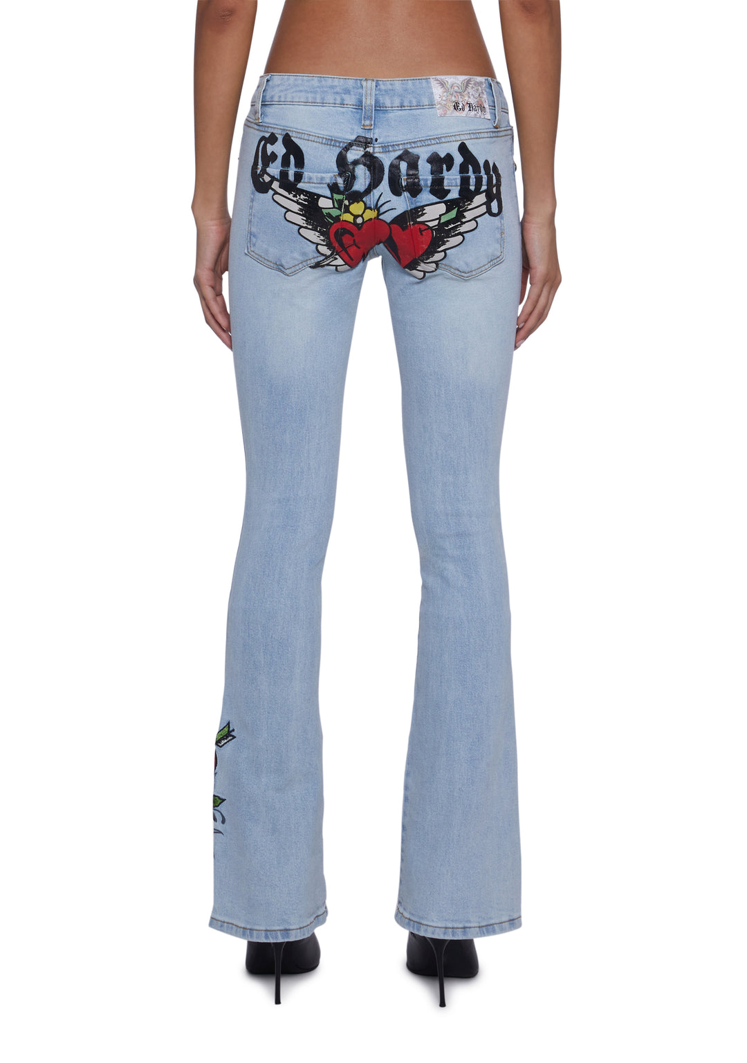 Ed Hardy Hearts Low Waist Bootcut Jeans - Blue