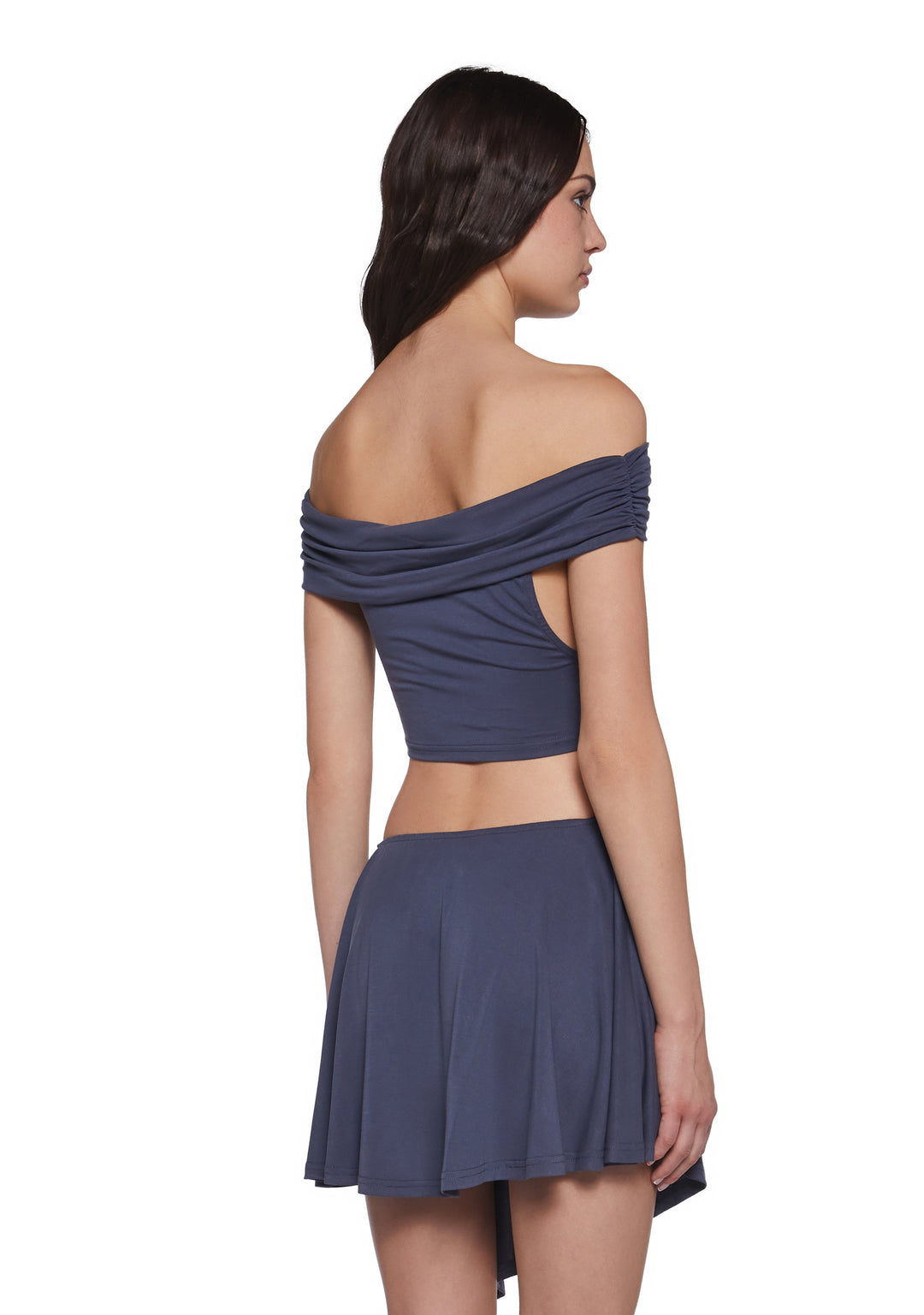 Womens Cut Out Off Shoulder Dress - Blue - Image 4