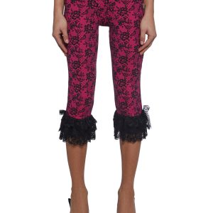 Betsey Johnson Lace Print Capri Pants - Pink