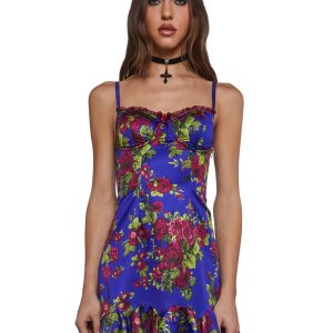 Betsey Johnson Floral Satin Slip Dress - Multi