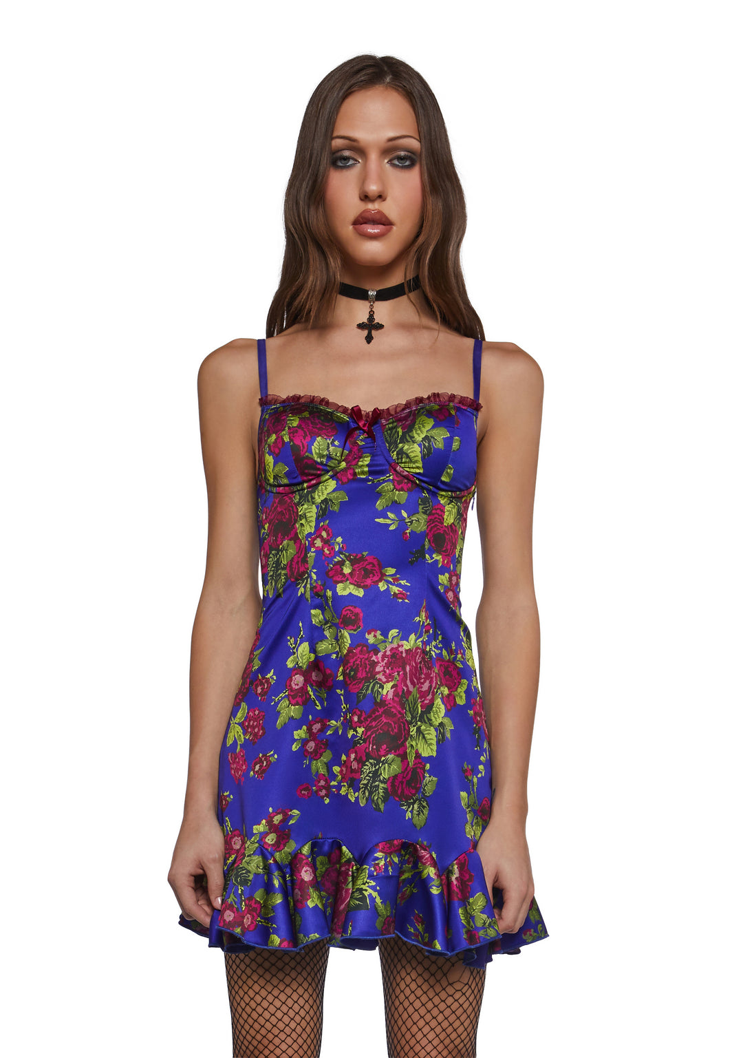 Betsey Johnson Floral Satin Slip Dress - Multi